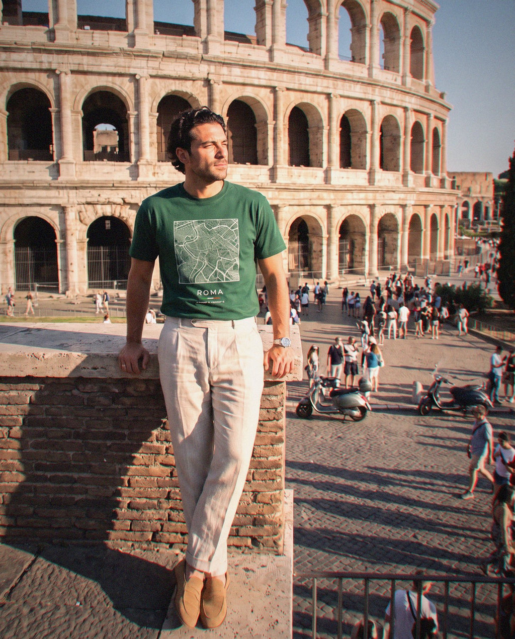 Rome map t-shirt worn, front view, Rome
