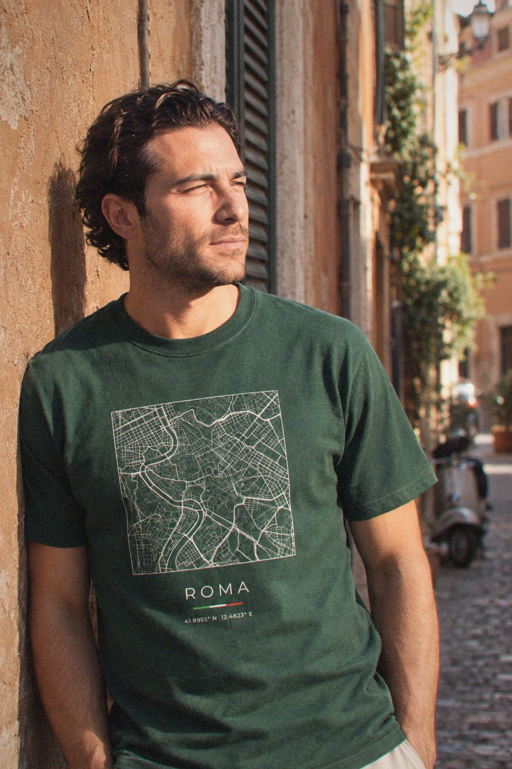 Rome map t-shirt close-up on the chest print, Rome