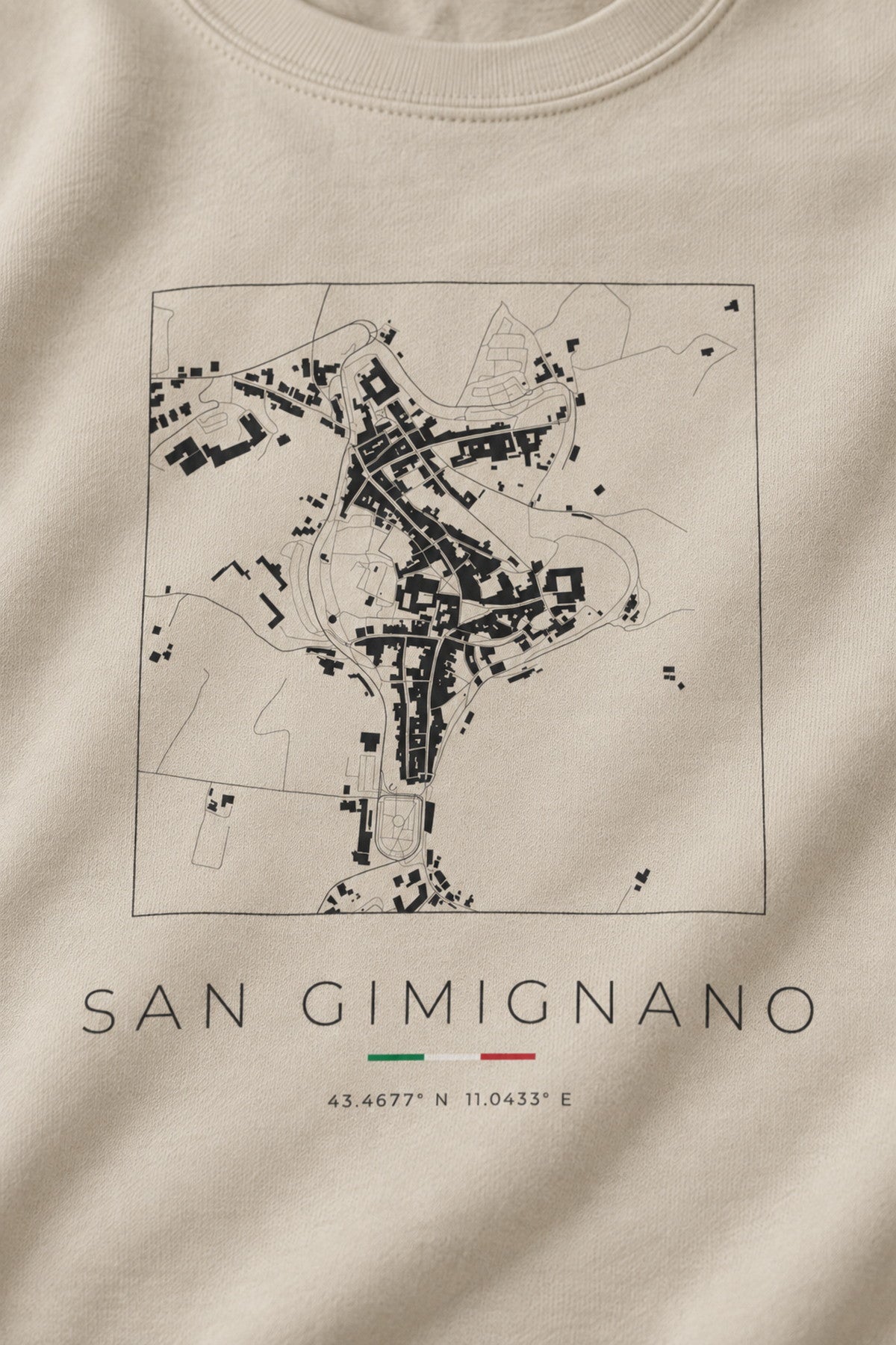 San Gimignano map sweatshirt print detail, San Gimignano street map