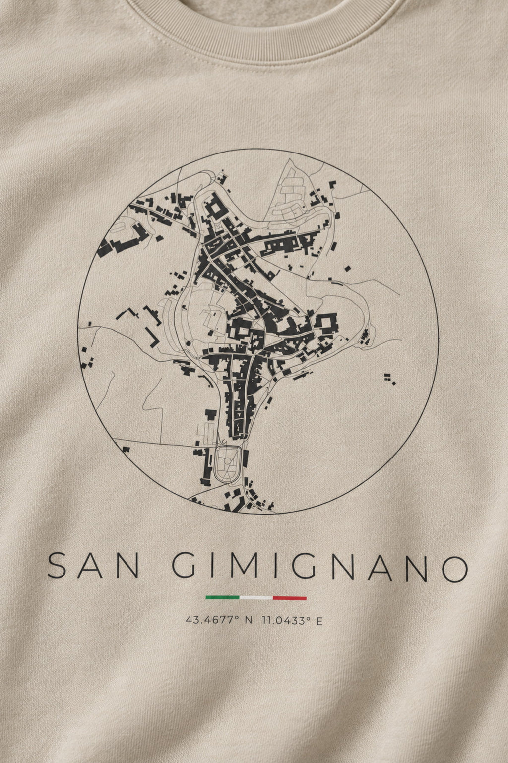 San Gimignano map sweatshirt print detail, San Gimignano street map