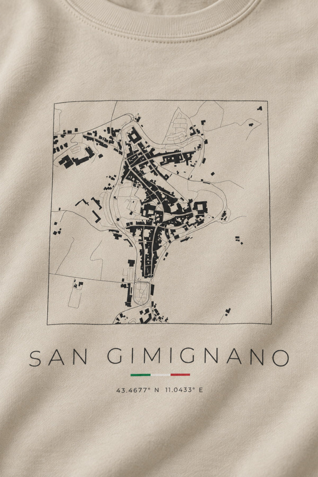 San Gimignano map sweatshirt print detail, San Gimignano street map