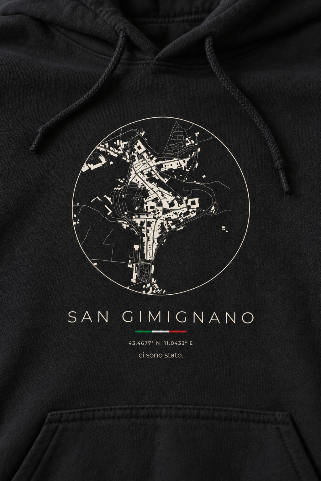 San Gimignano map hoodie print detail, San Gimignano street map