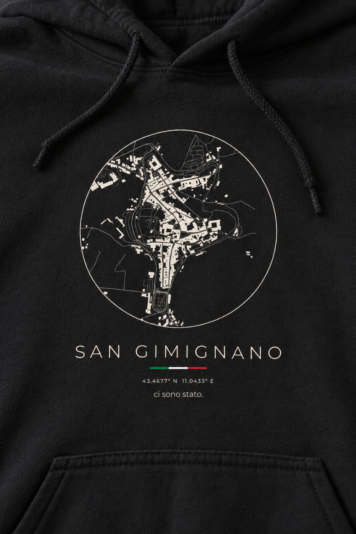 San Gimignano map hoodie print detail, San Gimignano street map