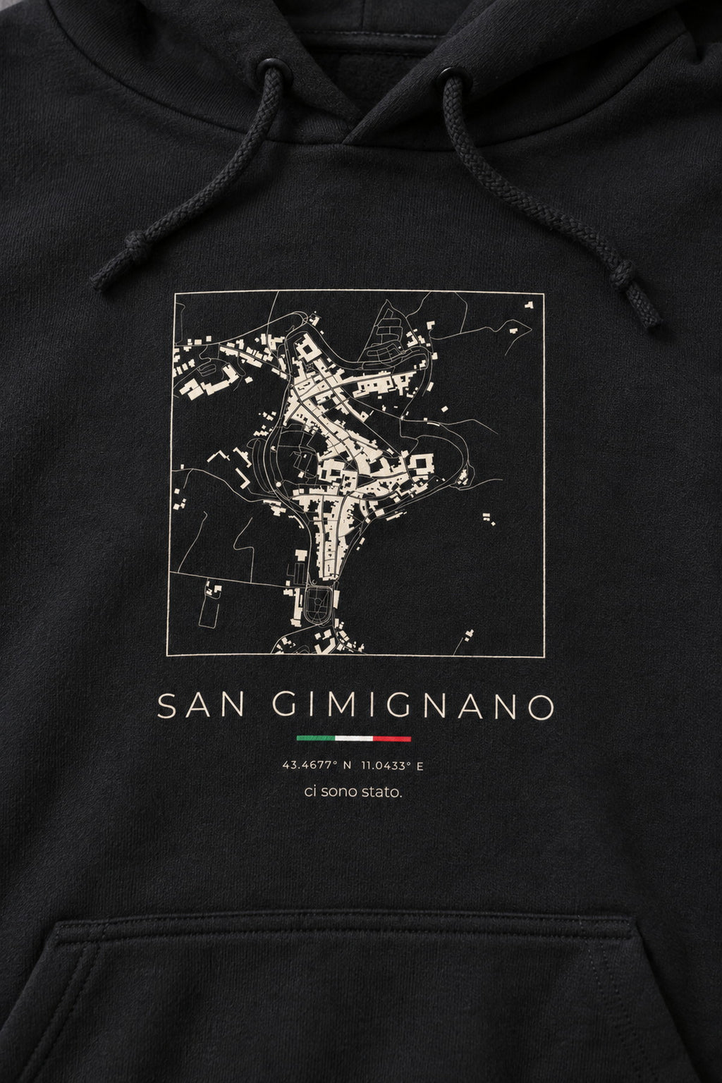 San Gimignano map hoodie print detail, San Gimignano street map