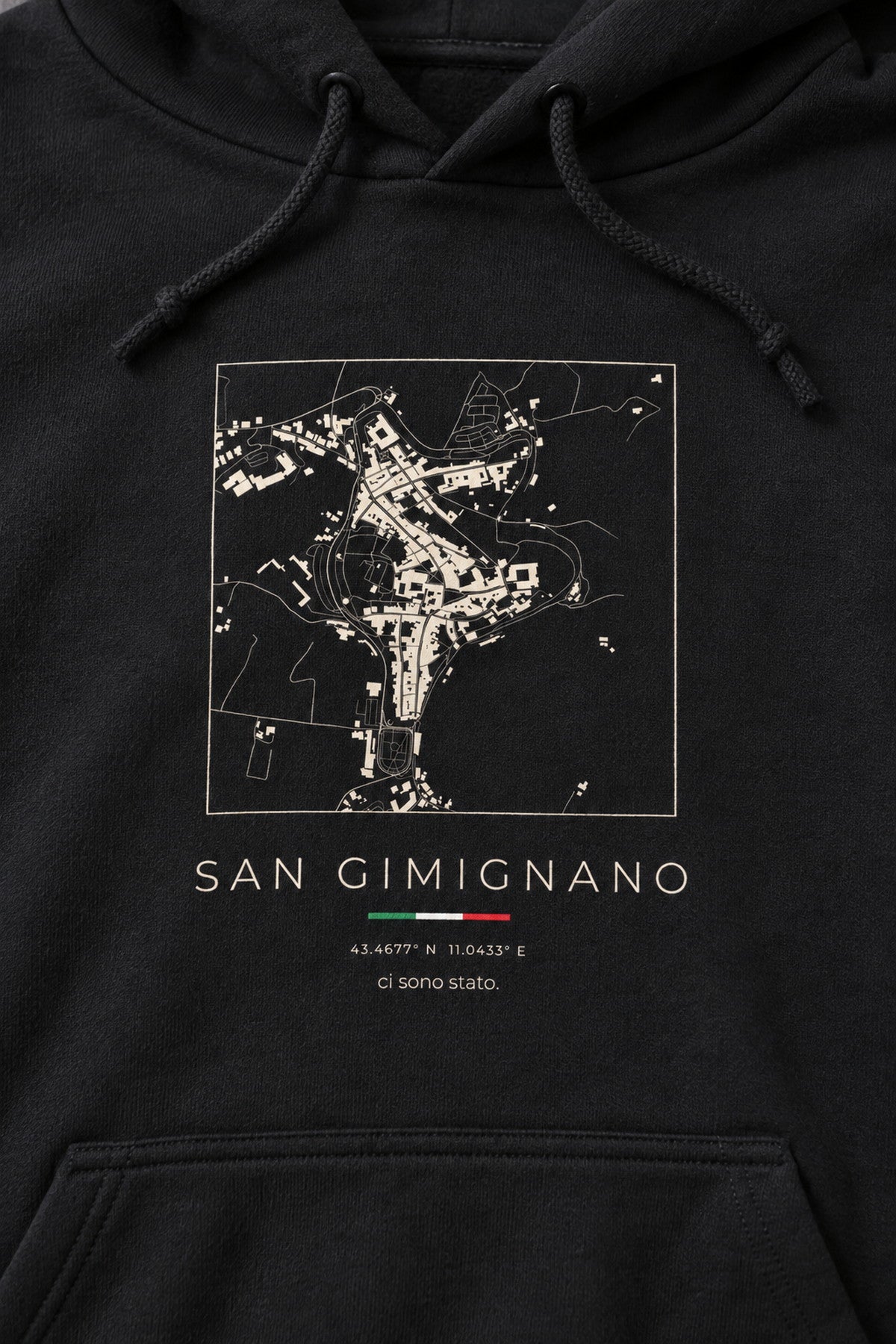 San Gimignano map hoodie print detail, San Gimignano street map