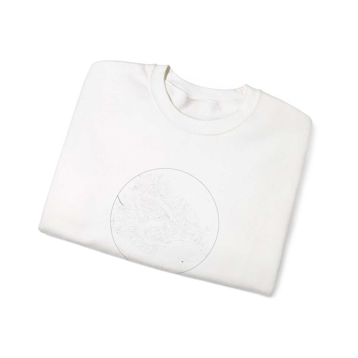 Venice street map sweatshirt, in white, with the circle map design, shown flat