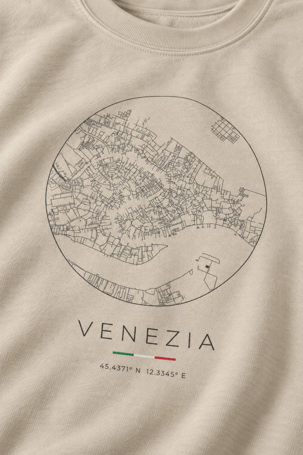 Venice map sweatshirt print detail, Venice street map