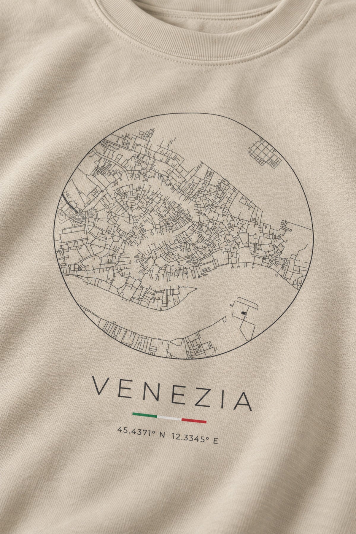 Venice map sweatshirt print detail, Venice street map