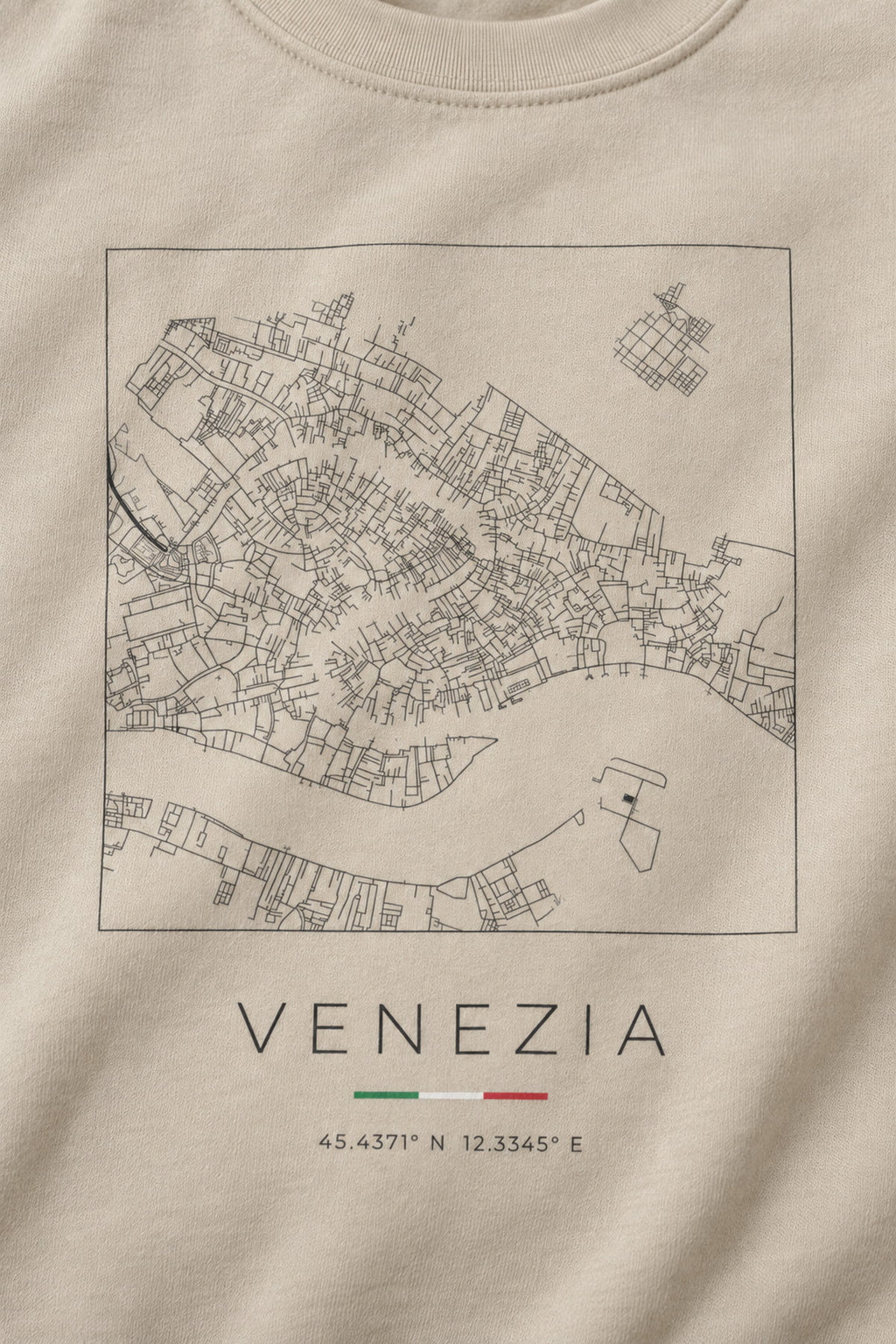 Venice map sweatshirt print detail, Venice street map