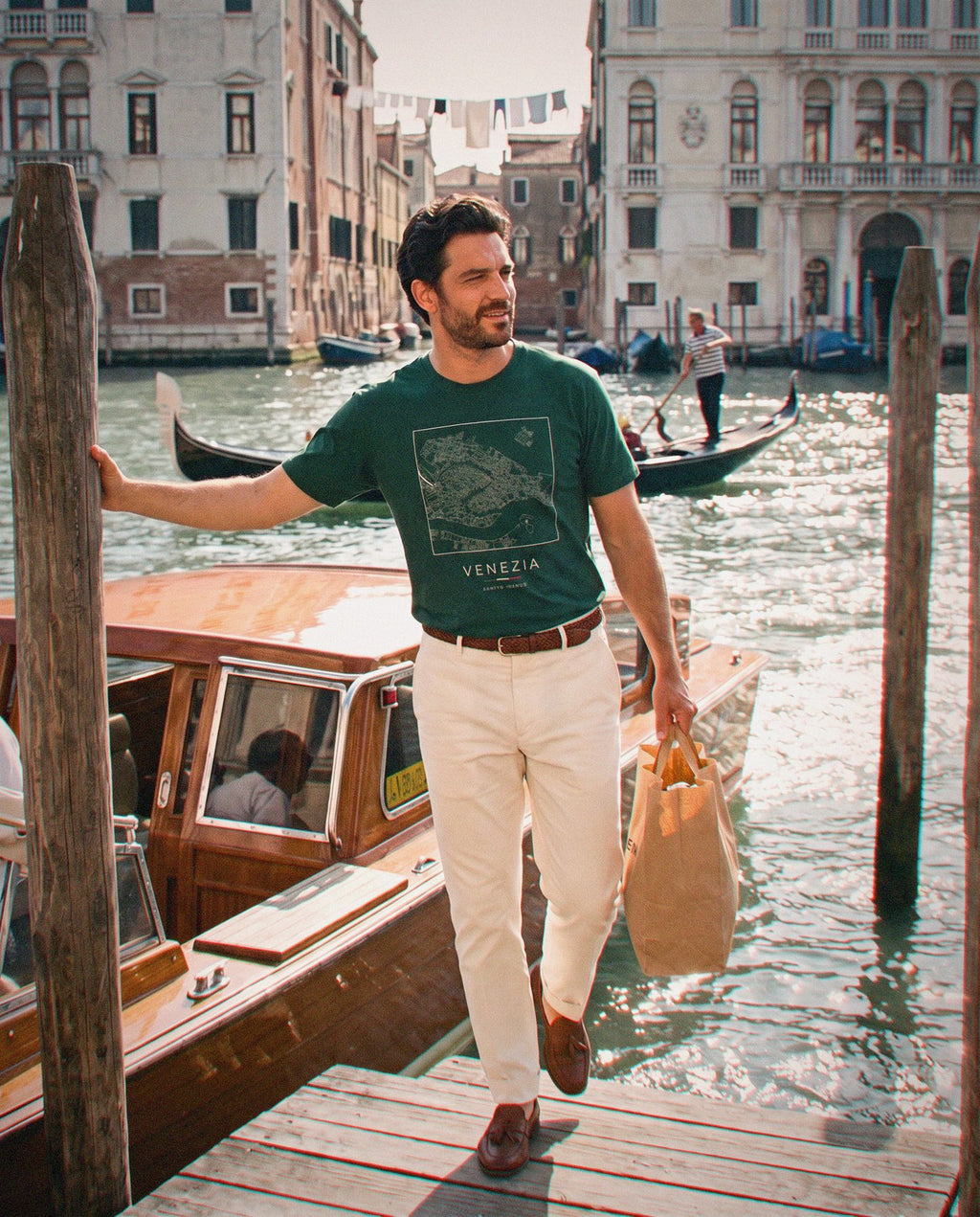 Venice map t-shirt worn, front view, Venice